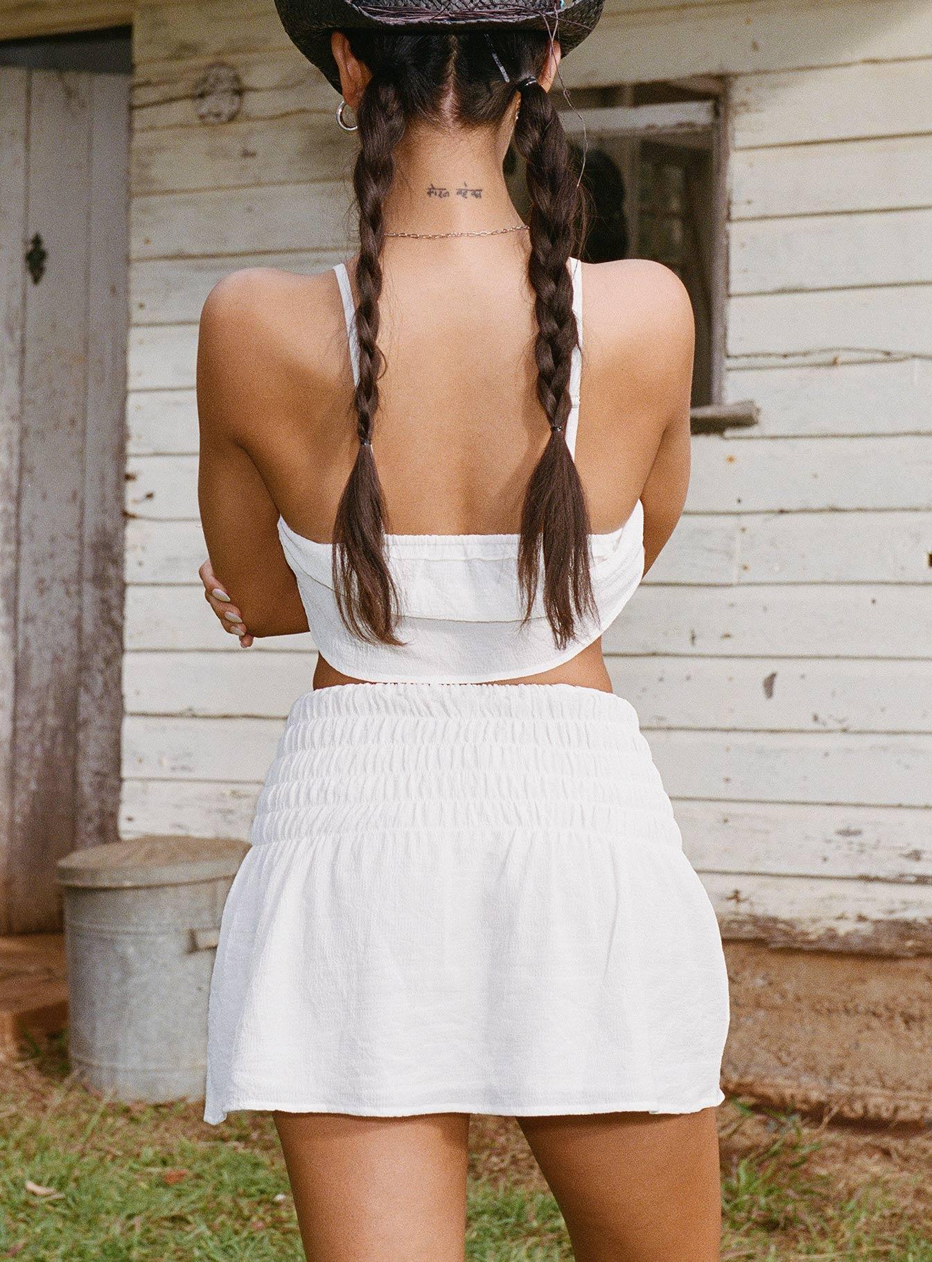 Trevani Ribbon Mini Skirt Ivory Product Image