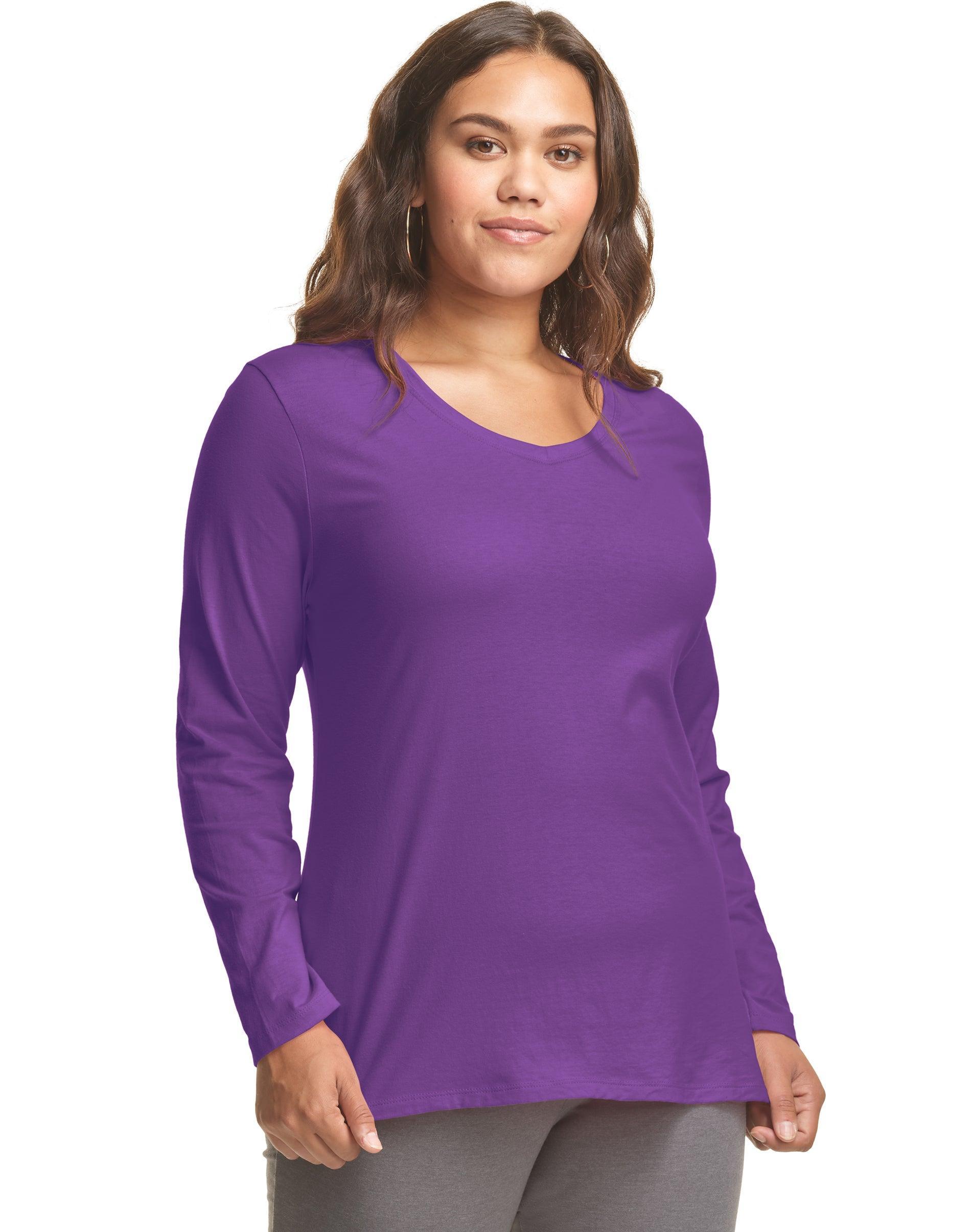 Hanes Womens Long Sleeve V-Neck Cotton T-Shirt (Plus Size) Allgood Gold 4X Product Image