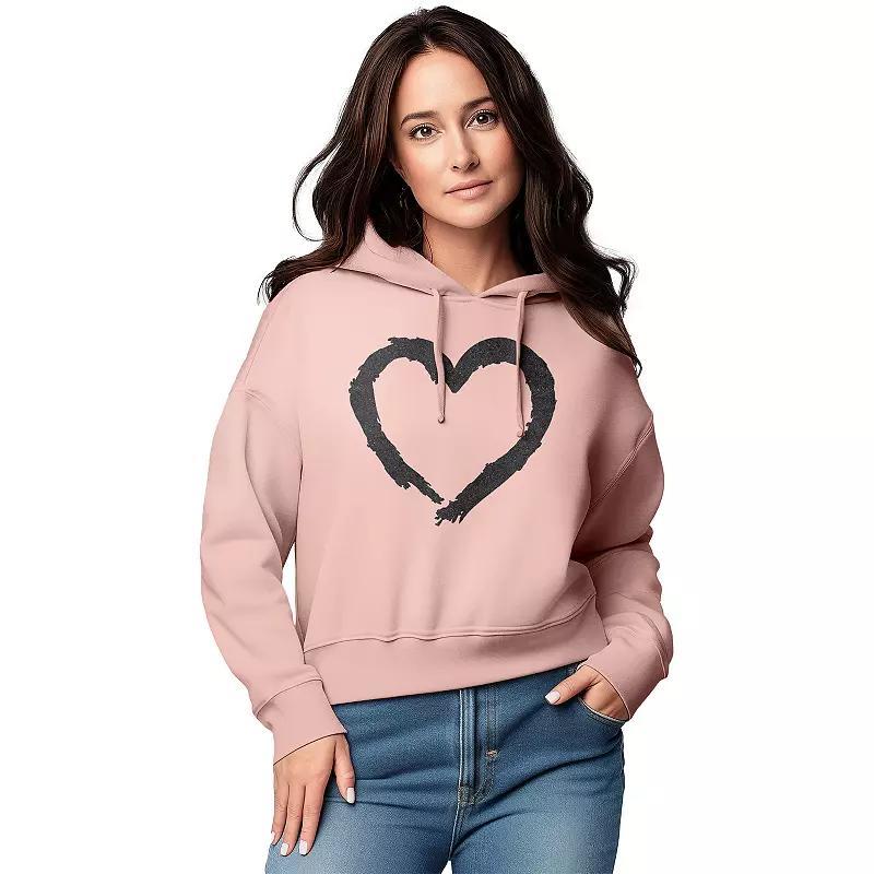 Women's Paintbrush Stroke Heart Graphic Cropped Hoodie, Size: XXL, Natural Product Image