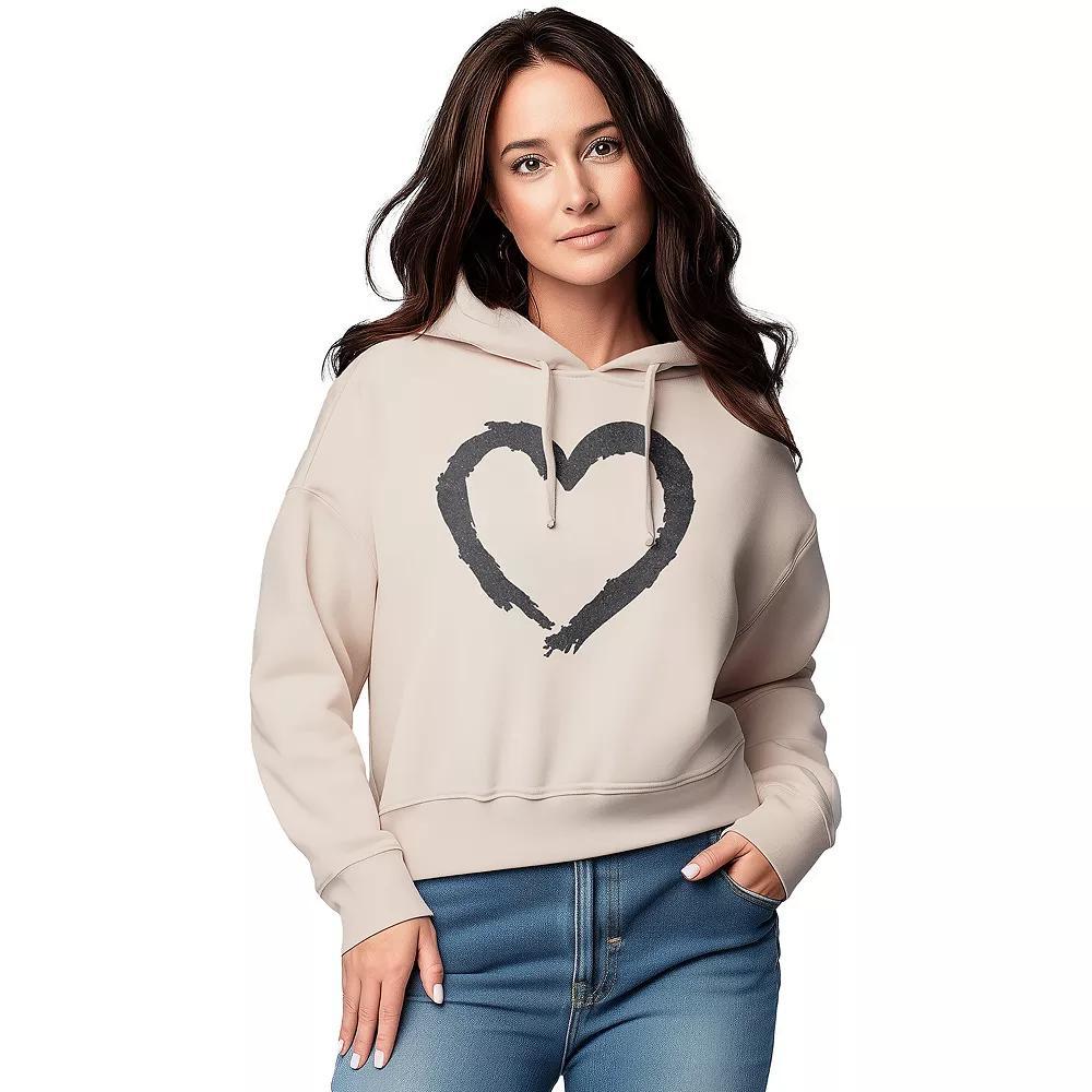 Women's Paintbrush Stroke Heart Graphic Cropped Hoodie, Size: XXL, Natural Product Image