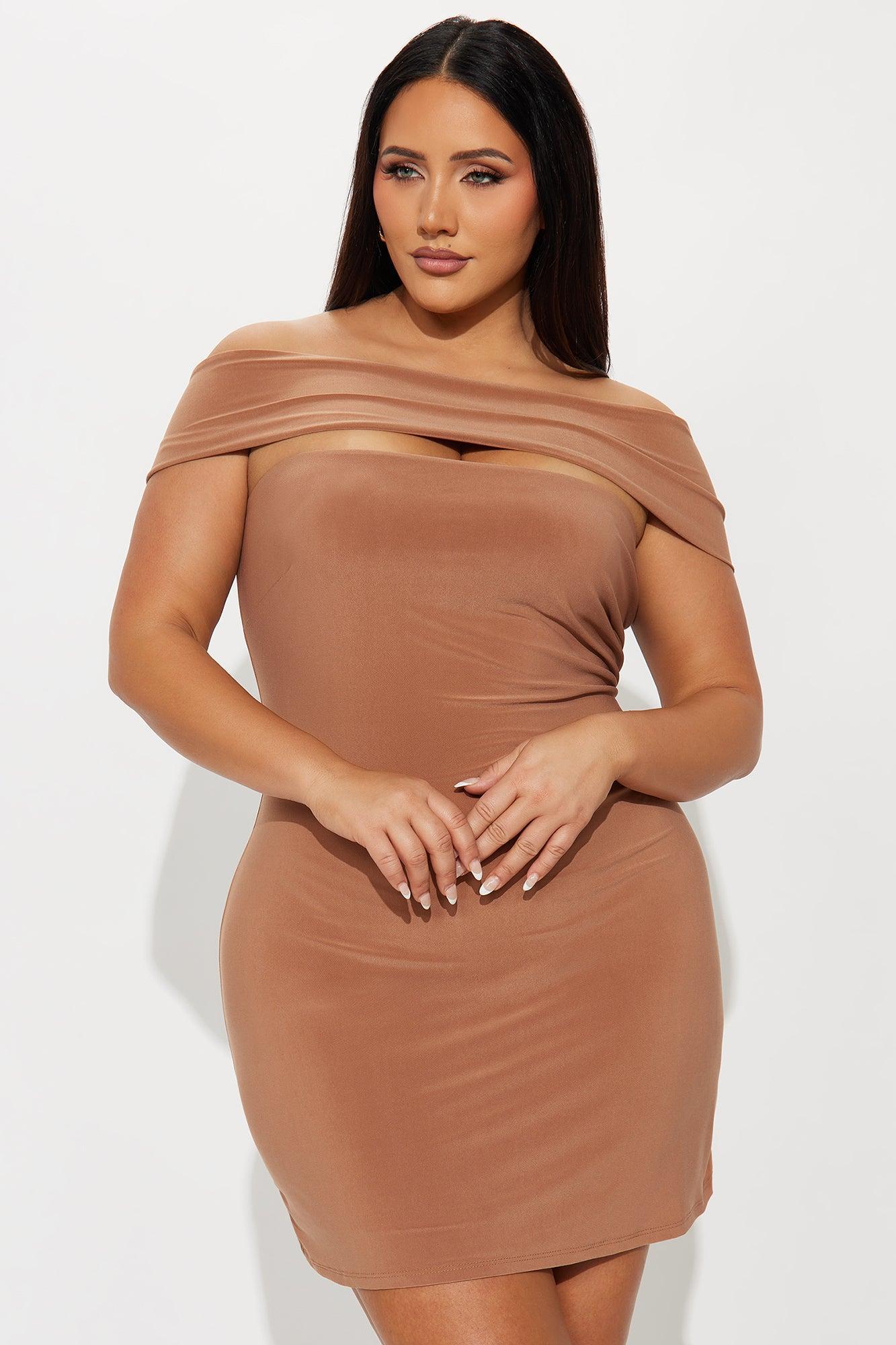 Quinn Short Sleeve Mini Dress - Mocha Female Product Image