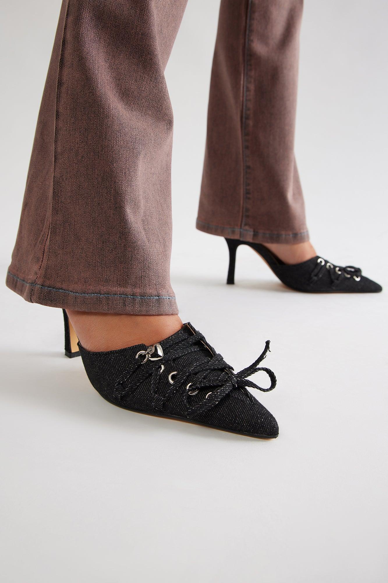 Evangeline Lace Up Pumps - Black Product Image
