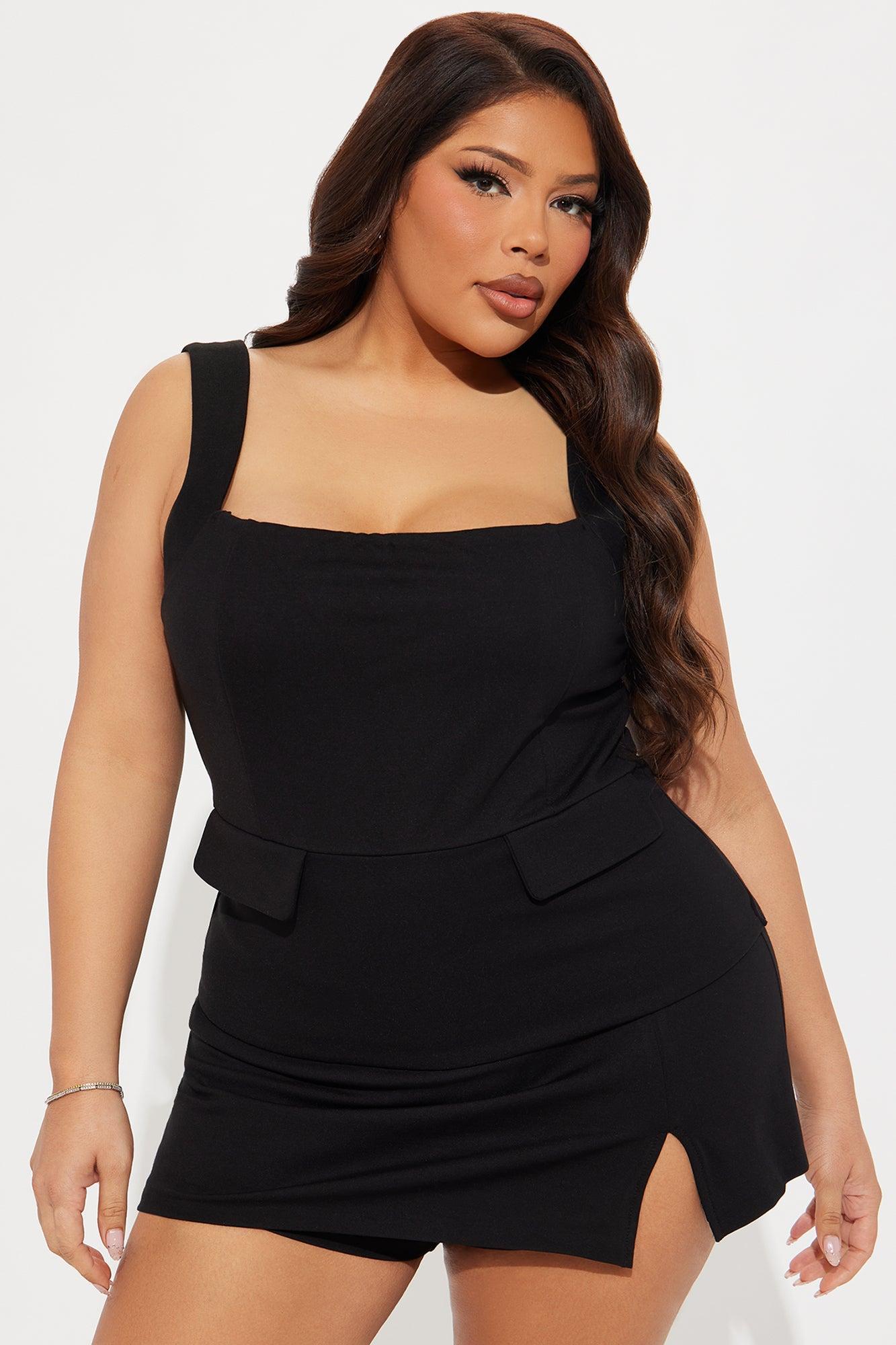 The Mia Double Lined Ponte Skort Set - Black Product Image
