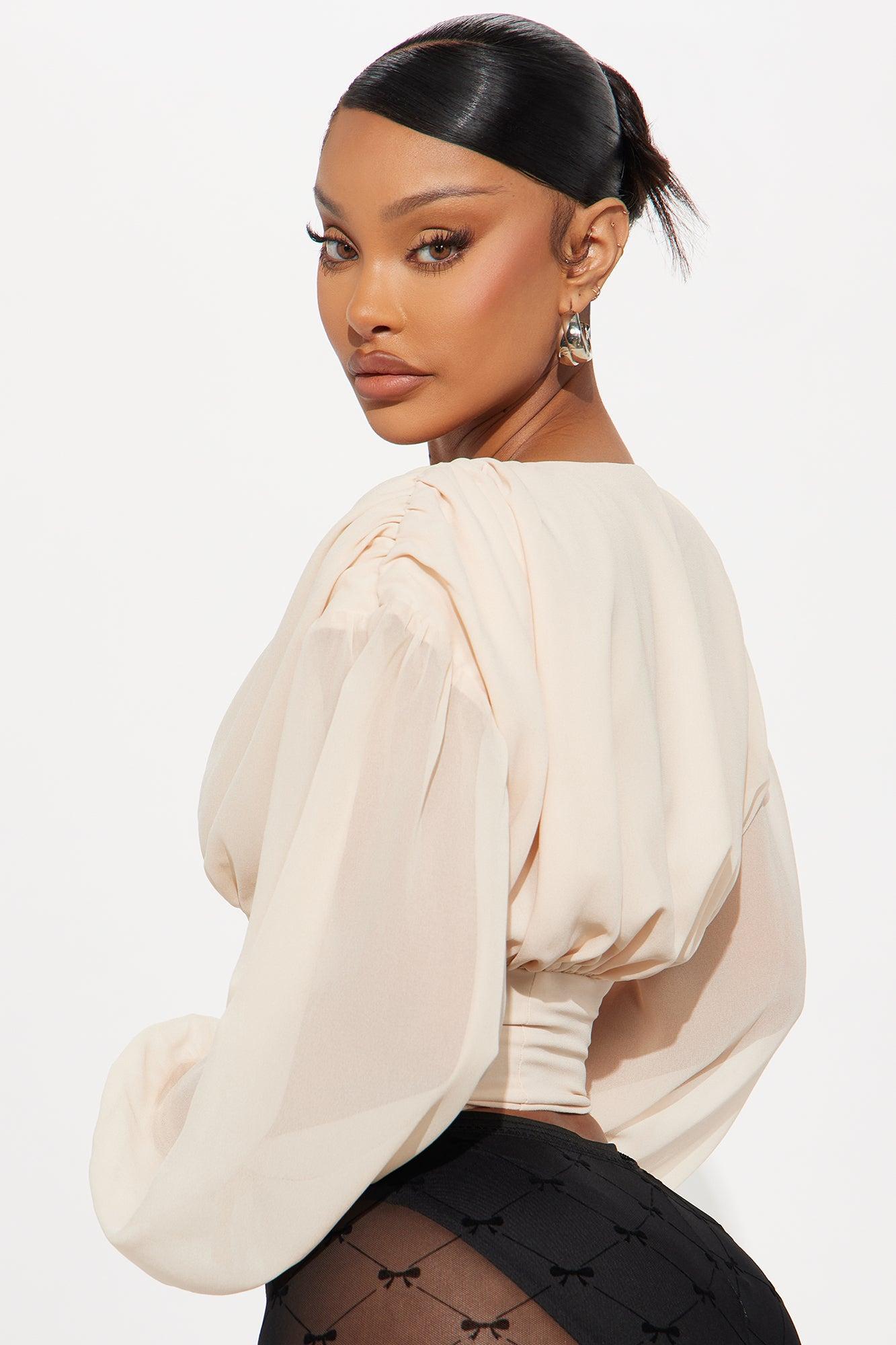 Cute But Psycho Chiffon Corset Top - Cream Product Image