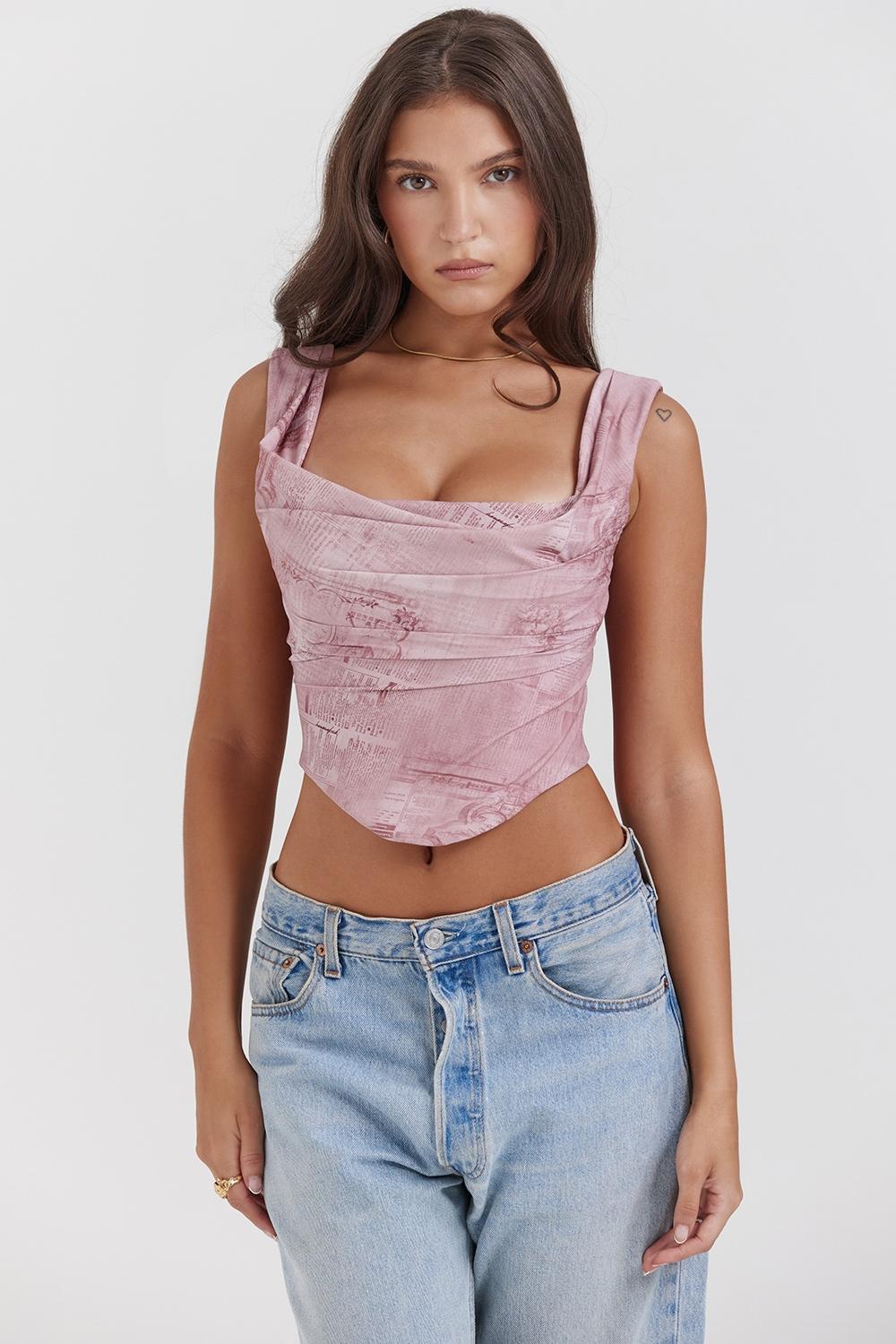 Una Pink Print Corset Product Image