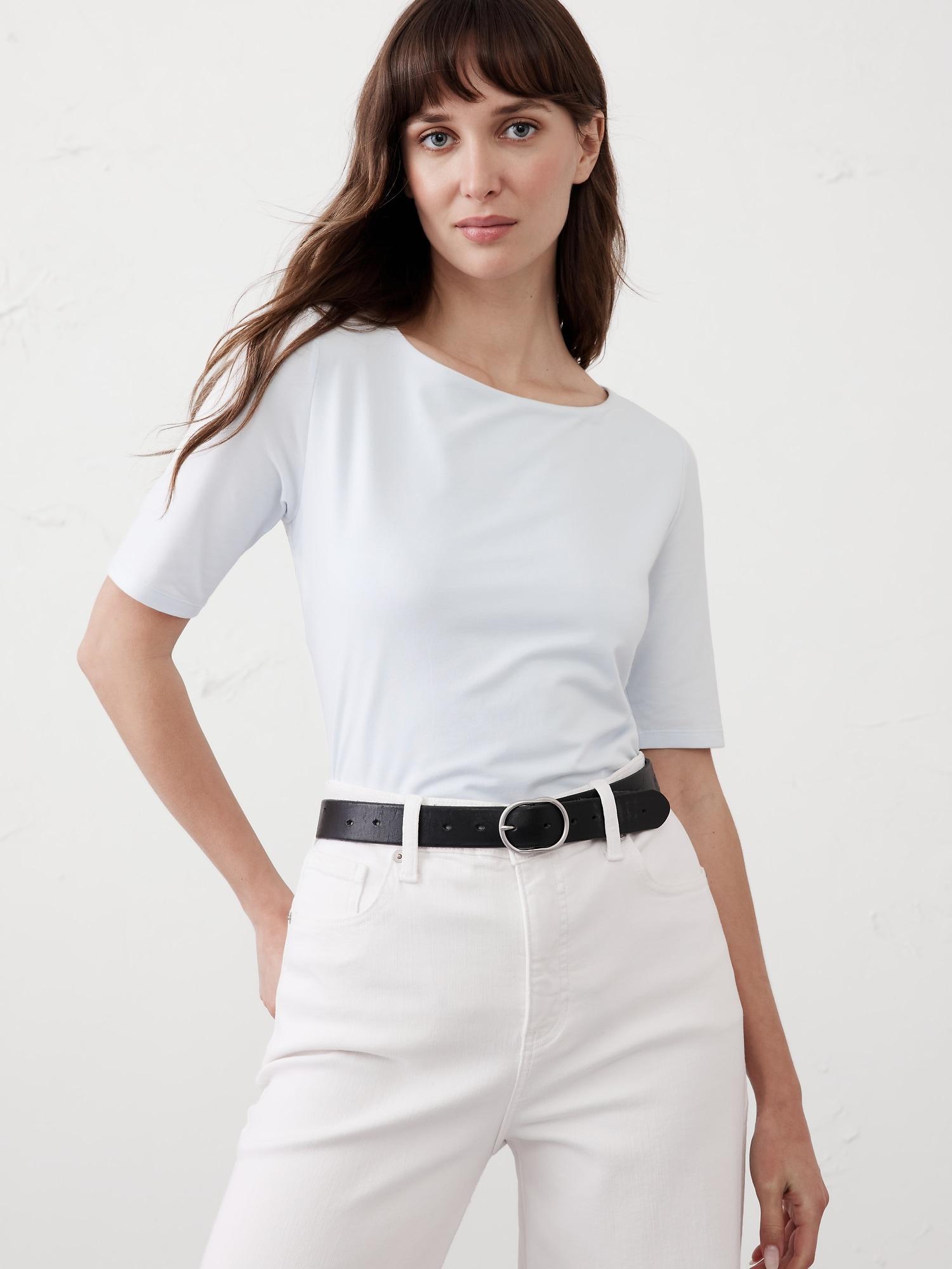 Soft Stretch Elbow-Sleeve Top Product Image