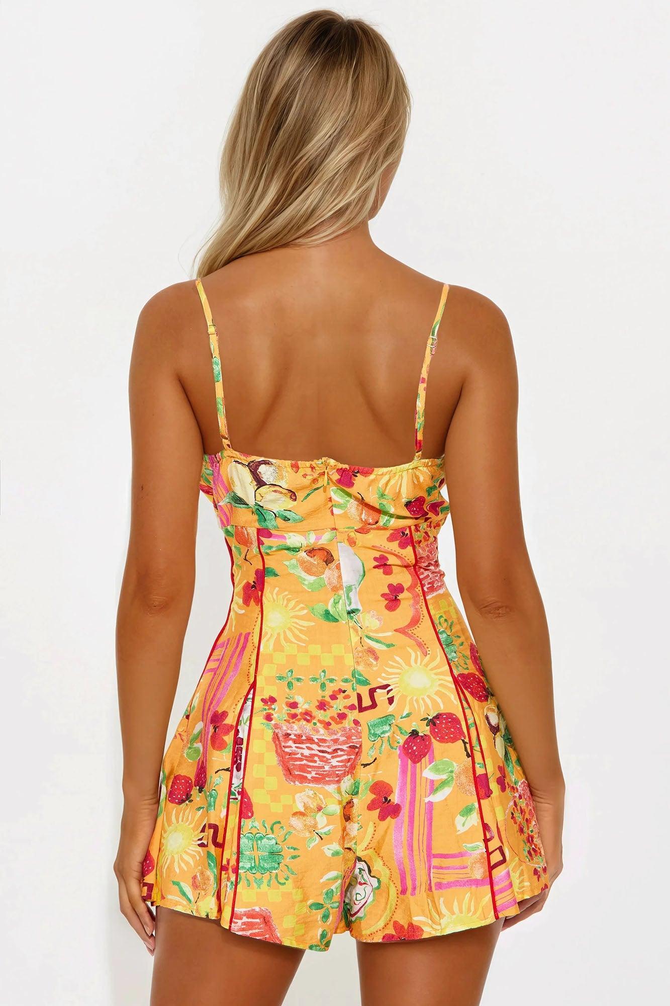 Coral Sands Tropical Vacation Romper - Orange/combo Product Image