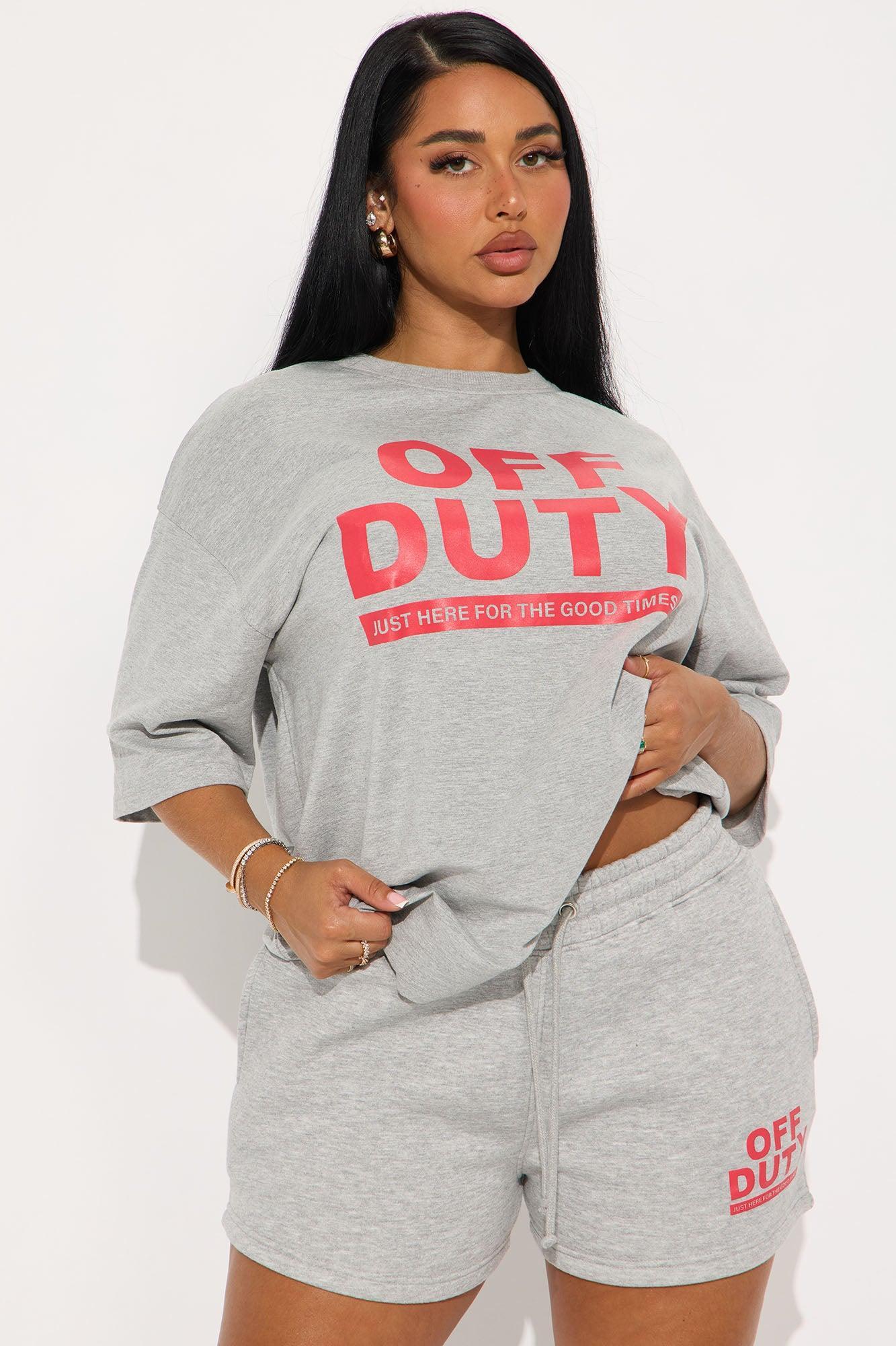Off Duty Fleece Lounge Short Set - Grey/combo Product Image