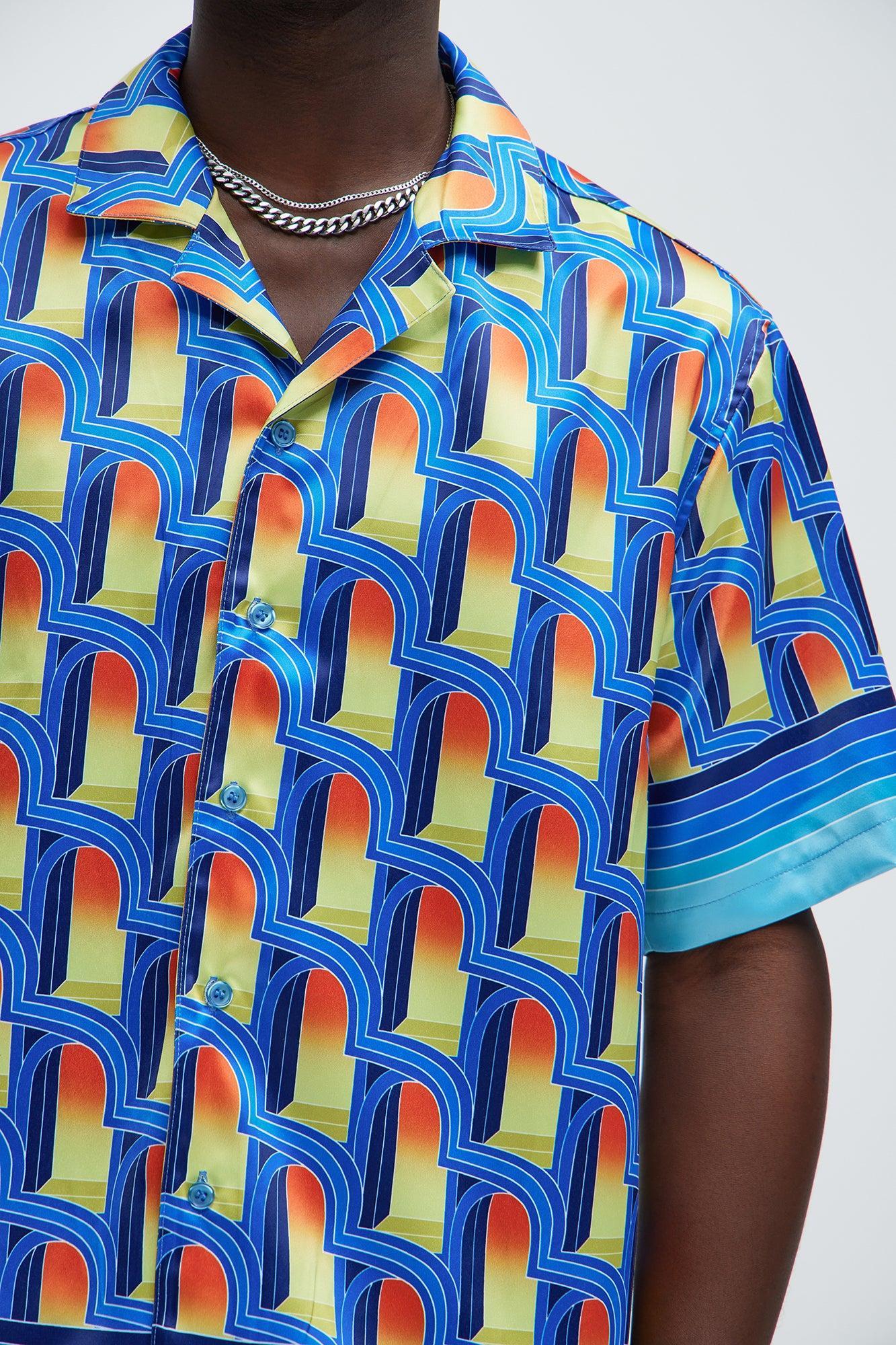 Cowan Geometric Shirt - Blue/combo Product Image