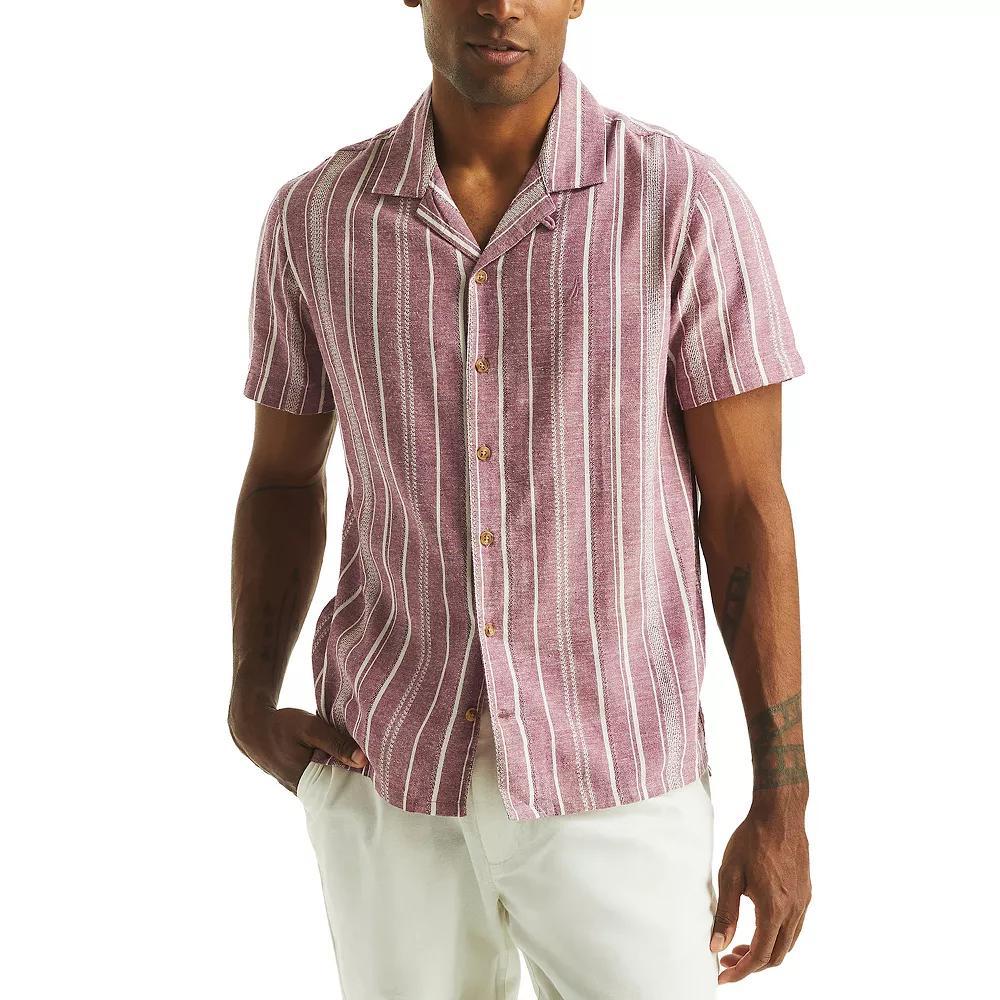 Men's Nautica Printed Short-Sleeve Camp Shirt, Size: Large, Red Stripe Product Image