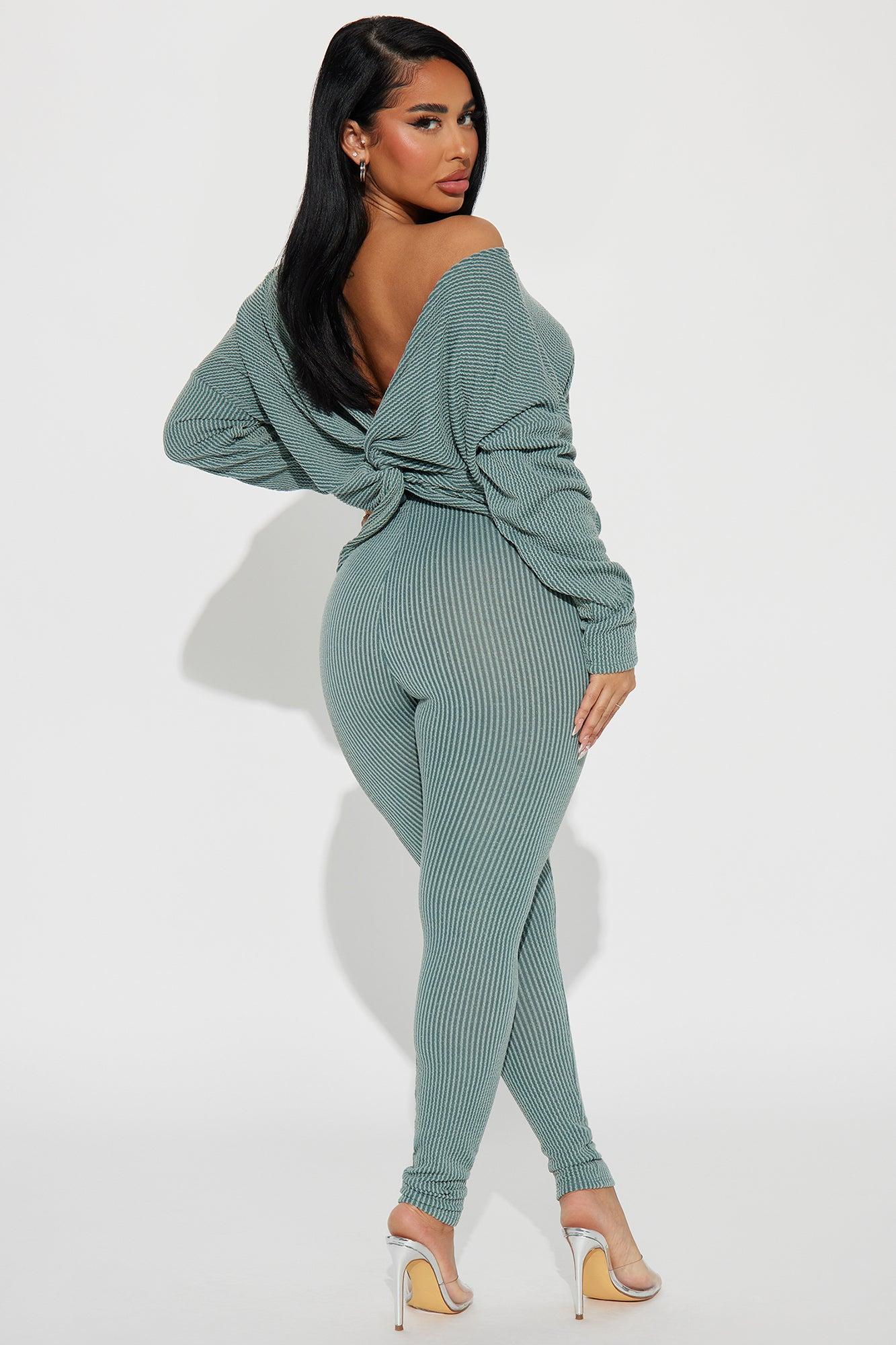 Don't Get Twisted Ribbed Legging Set - Olive Product Image