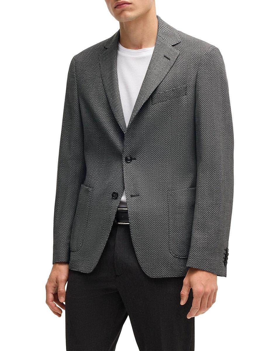 Mens Slim Fit Jacket in Micro Patterned Stretch Cloth Product Image