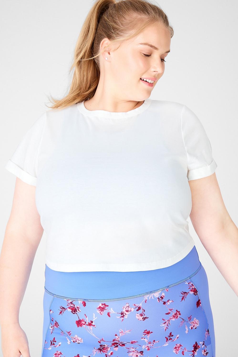 Fabletics 100% Cotton Fitted Tee Womens white plus Size 4X Product Image