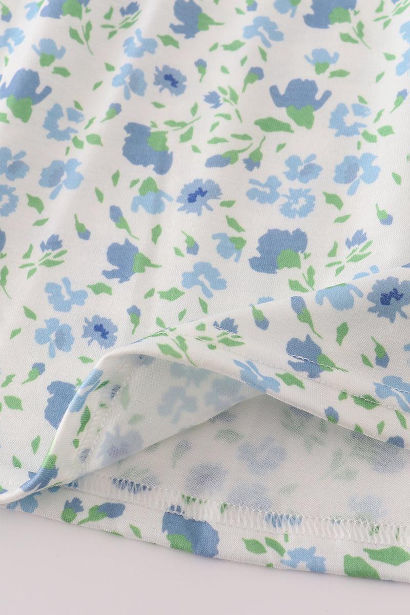 Blue floral print bow dress Product Image