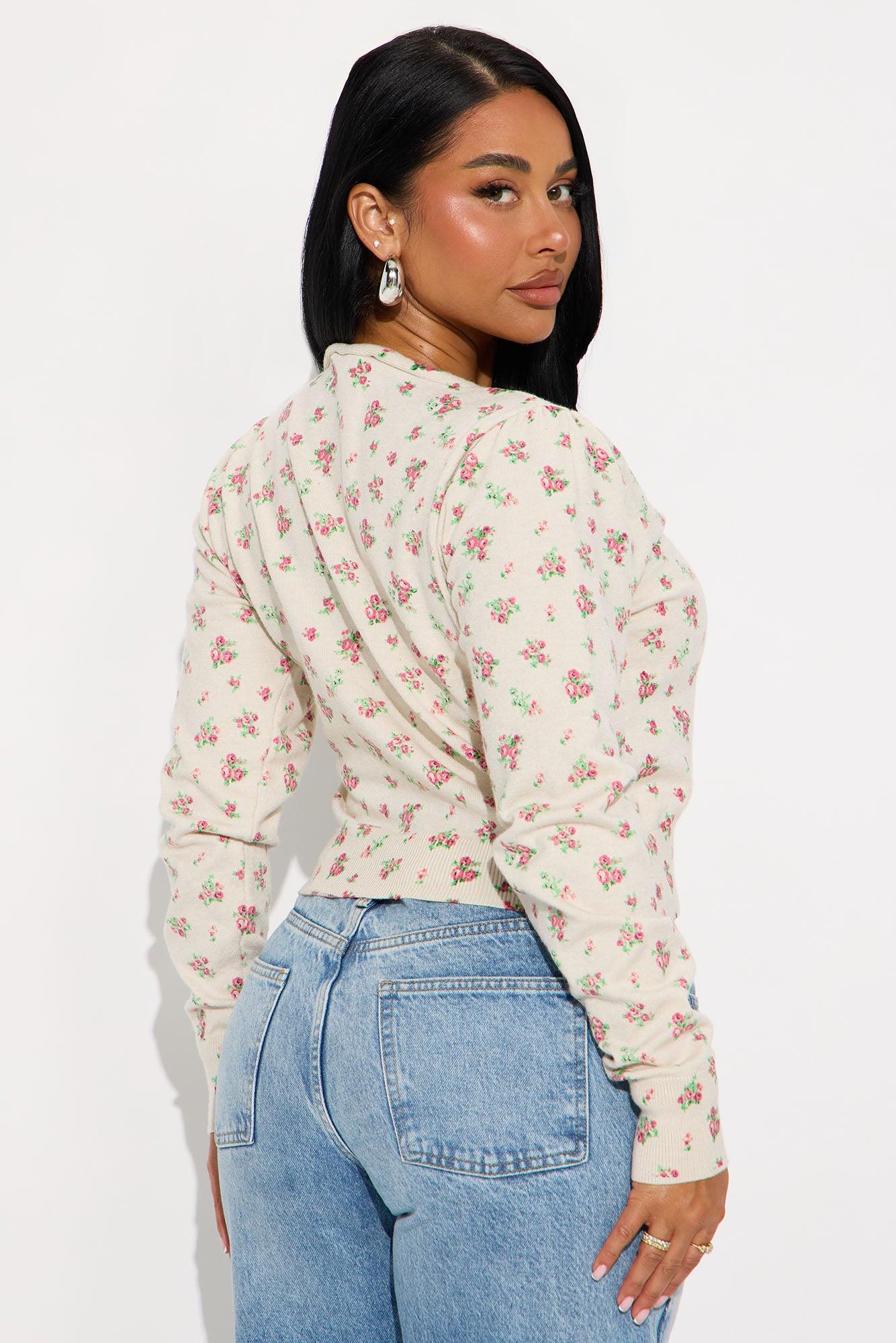 Soft Blossom Floral 2 Piece Cardigan - Cream/combo Product Image