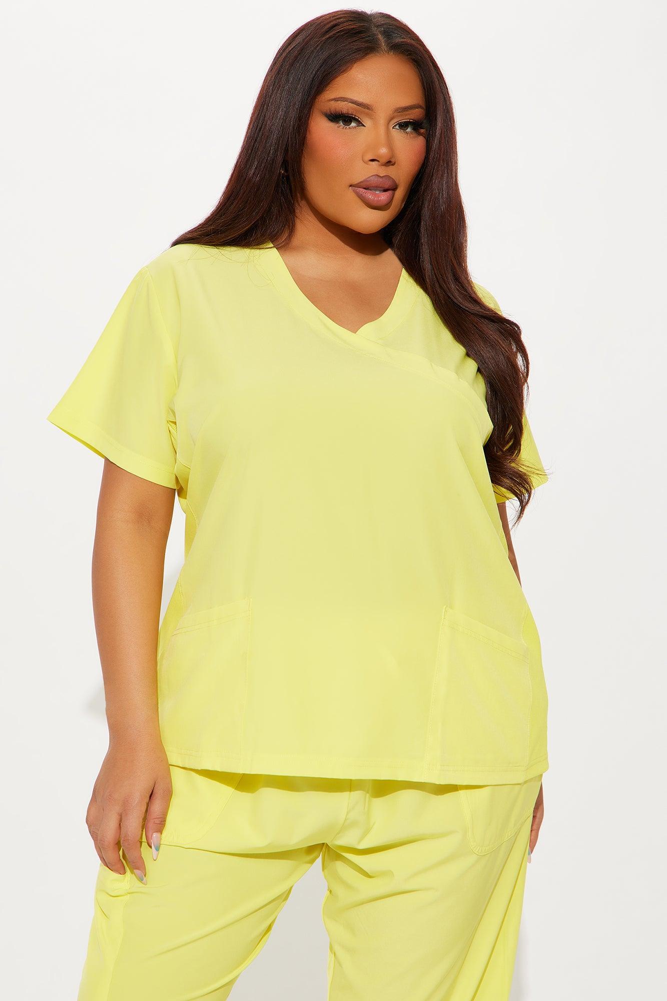 Overtime 4 Way Stretch Scrub Jogger Set - Yellow Female Product Image