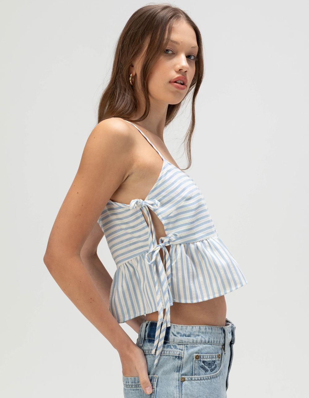 RSQ Womens Mixed Stripe Babydoll Cami - BLUE/WHT Product Image