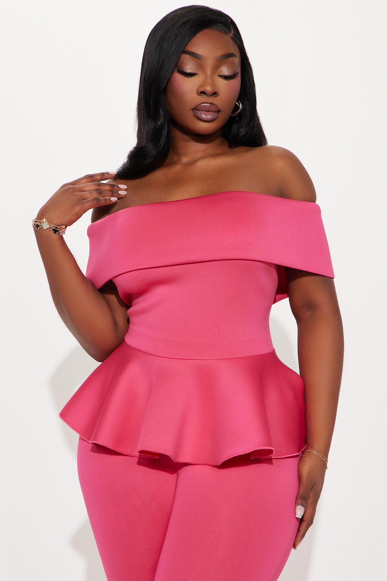 My Pretty Peplum Pant Set - Fuchsia Product Image