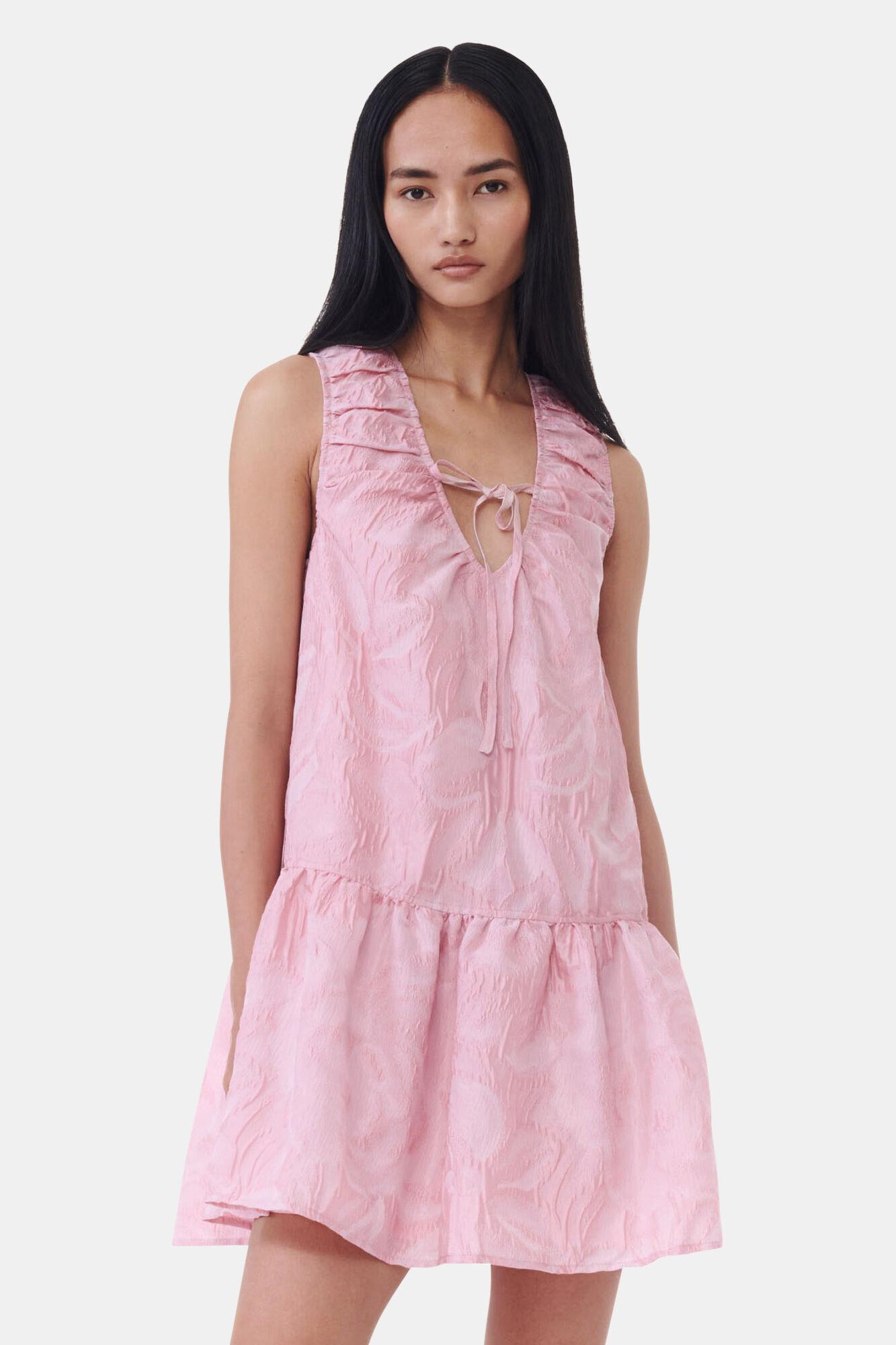 Pink Textured Cloqué Mini Dress Product Image