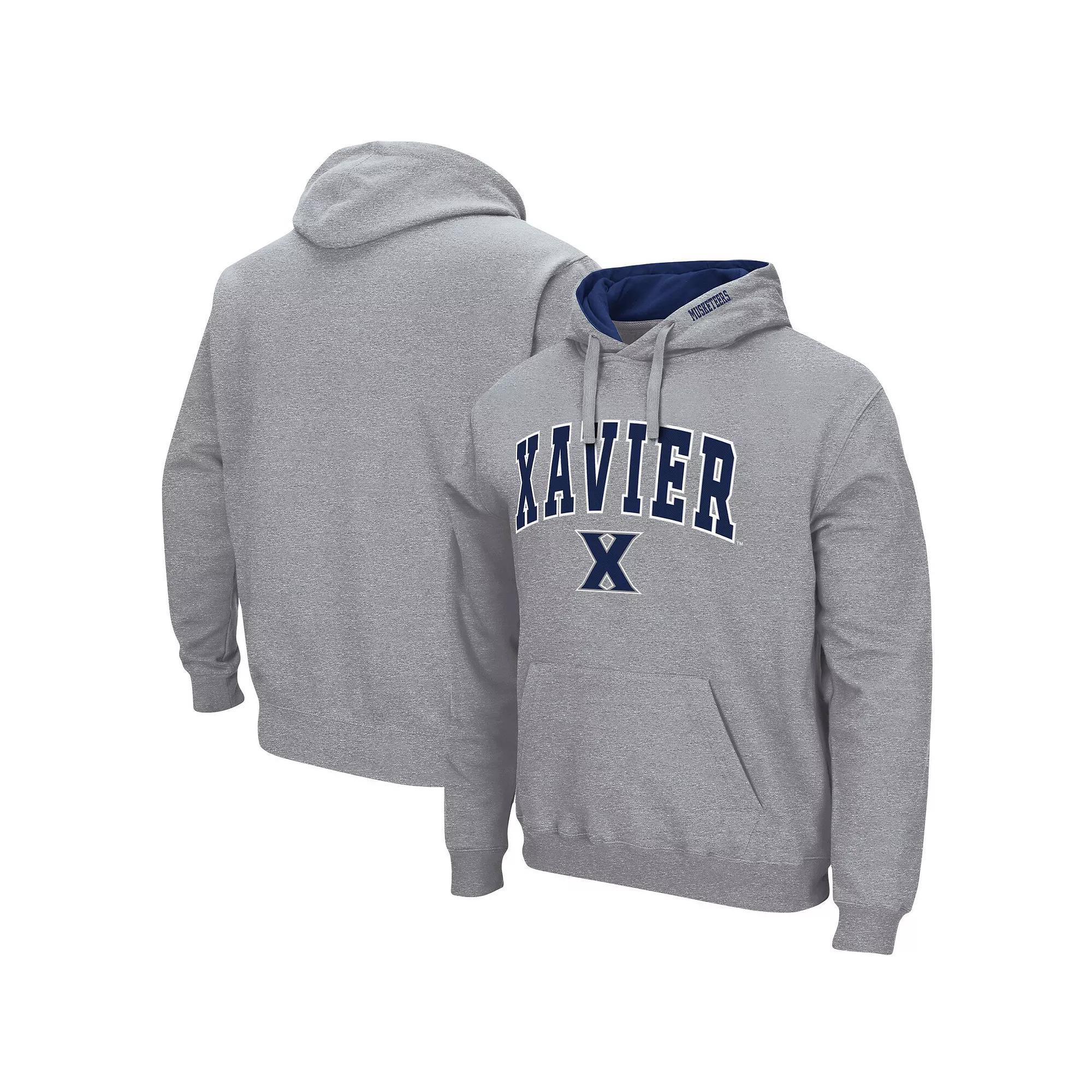 Men's Colosseum Heathered Gray Xavier Musketeers Arch and Logo Pullover Hoodie, Size: Medium, Xav Grey Product Image