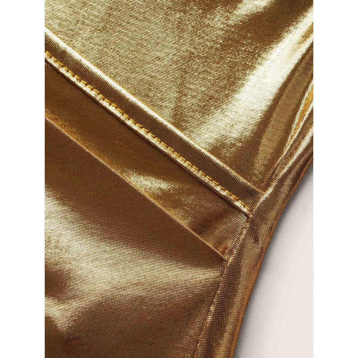 Plus Size Glitter Knot Wrap Backless Tank Top Women Gold Cocktail Backless Cowl Neck Party Tank Tops Camis BloomChic 12/L Product Image