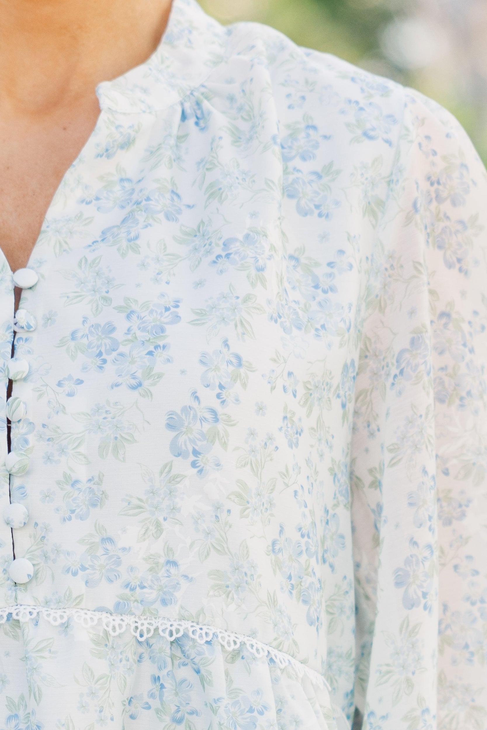 Your Biggest Wish Light Blue Ditsy Floral Dress Female Product Image