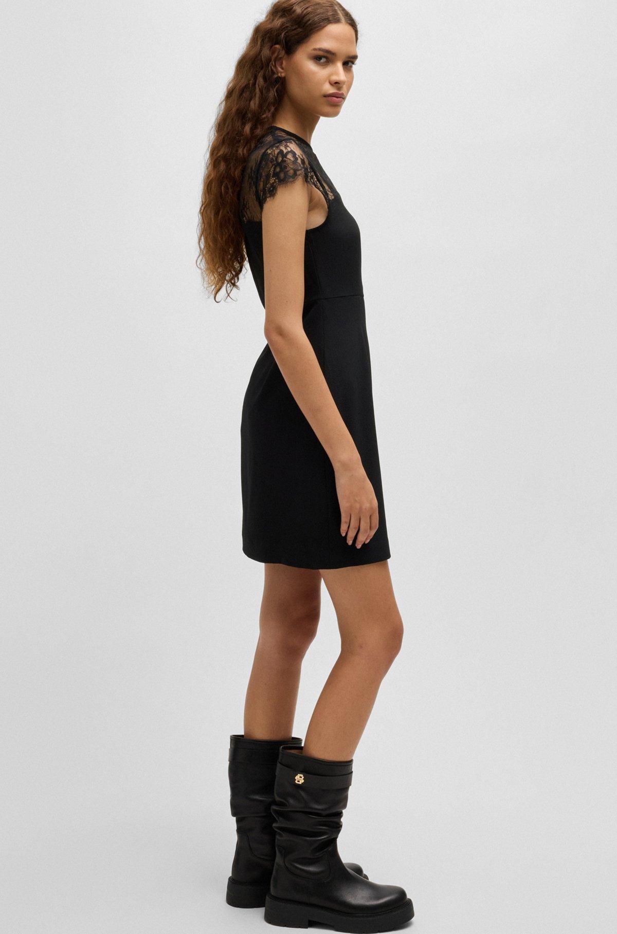 Slim-fit dress with lace insert Product Image