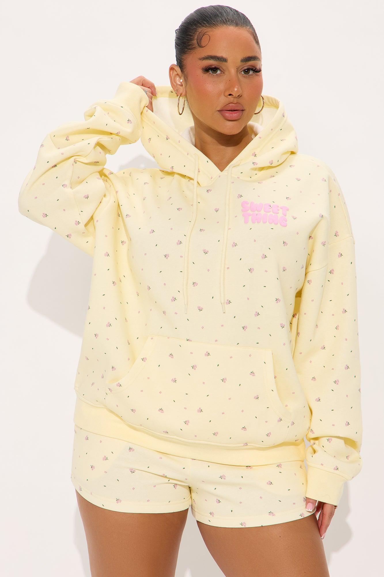 Happy Life  Ditsy Floral Sweatshort Set - Cream/combo Product Image