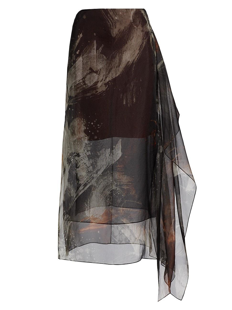 Womens Silk Organza Brushstroke Skirt Product Image