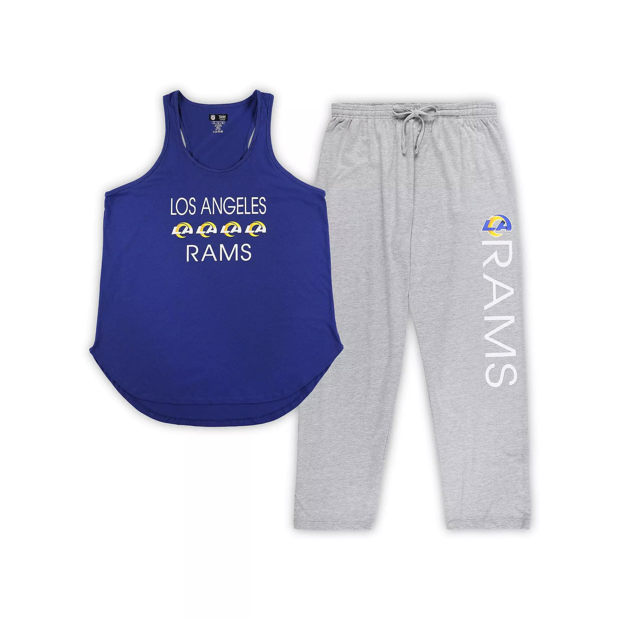 Women's Concepts Sport Royal/Gold Los Angeles Rams Plus Size Meter Tank Top and Pants Sleep Set, Size: 1XL, Blue Product Image