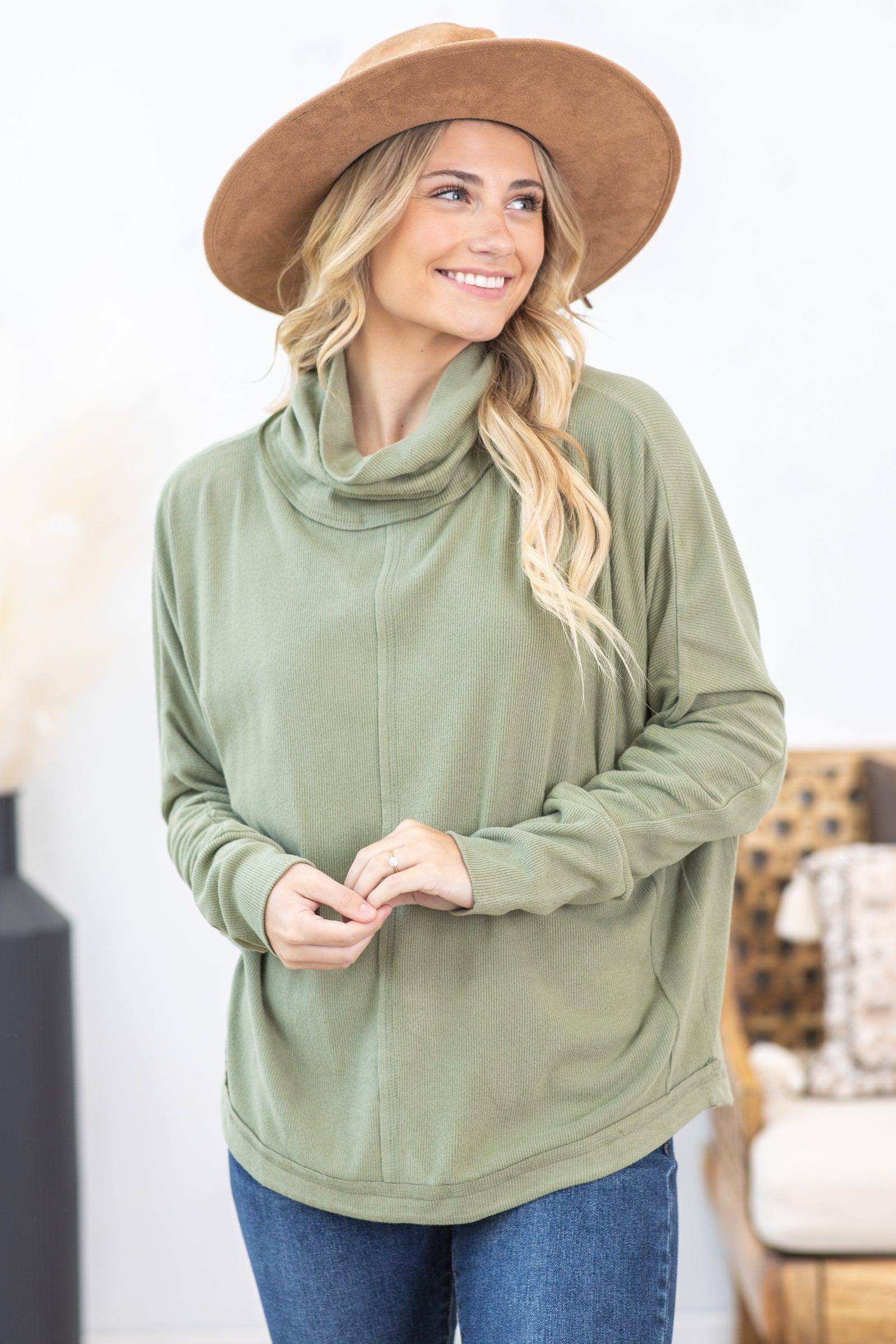 Front Seam Dolman Sleeve Turtleneck Top Product Image