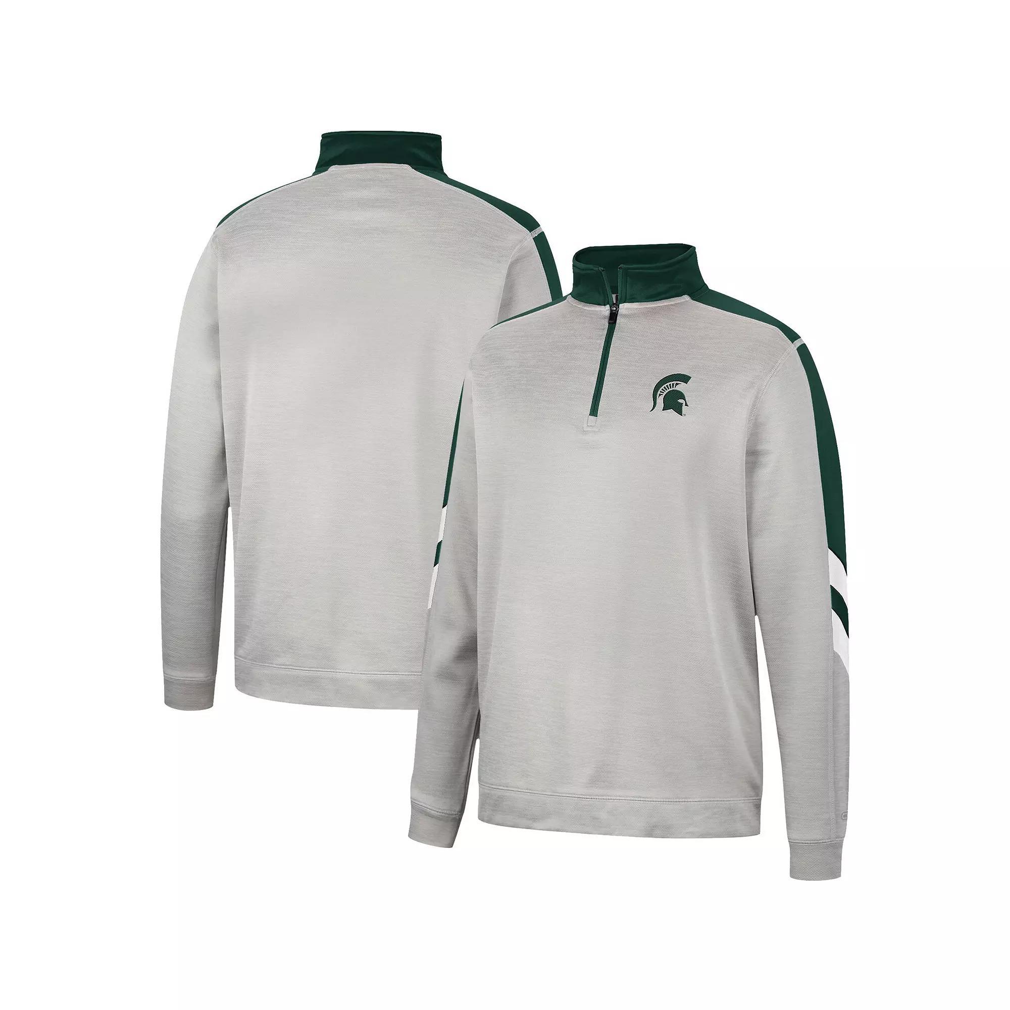 Men's Colosseum Gray/Crimson Oklahoma Sooners Bushwood Fleece Quarter-Zip Jacket, Size: Large, Grey Product Image