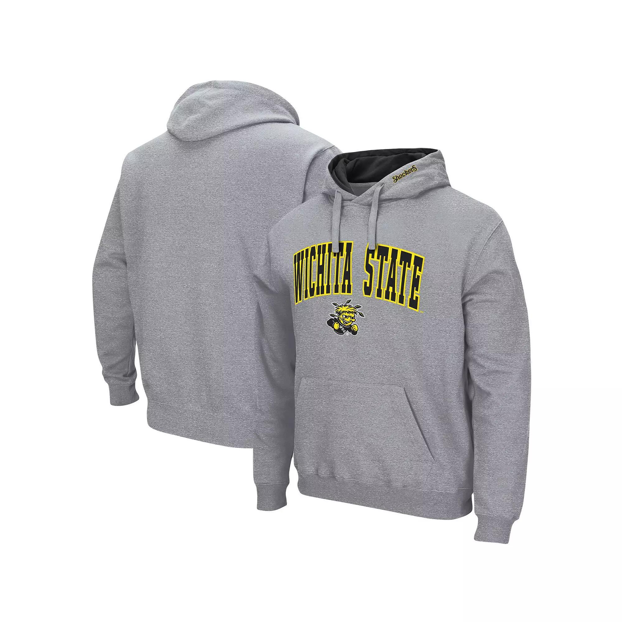 Men's Colosseum Heathered Gray Wichita State Shockers Arch and Logo Pullover Hoodie, Size: Small, Wst Grey Product Image