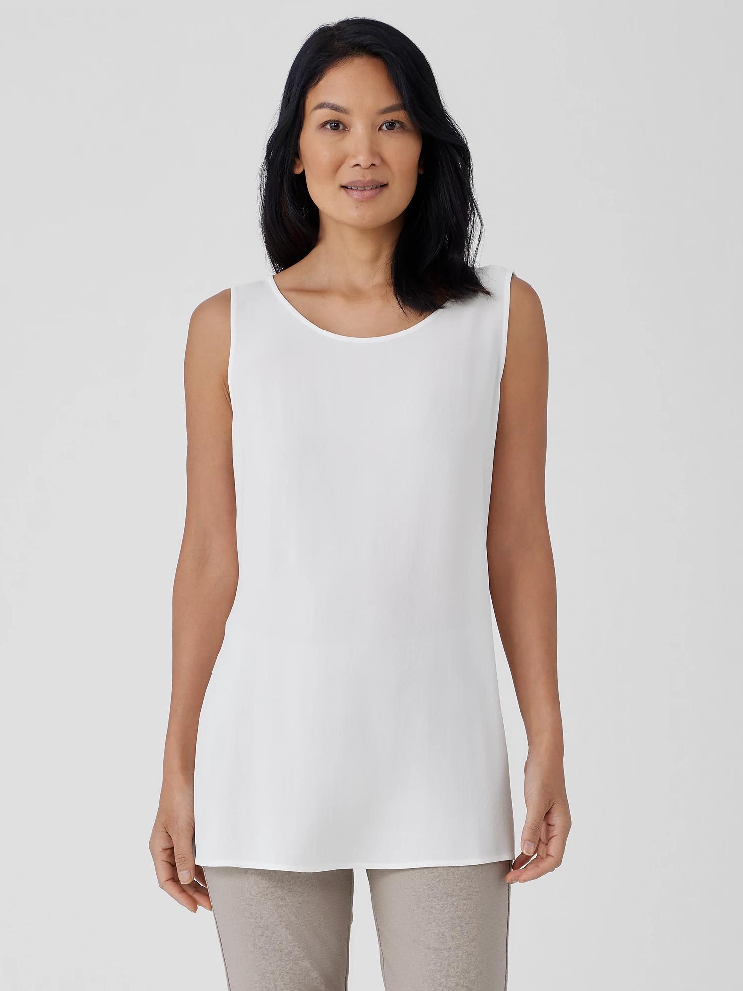 Silk Georgette CrepeBallet Neck Long Tank Product Image