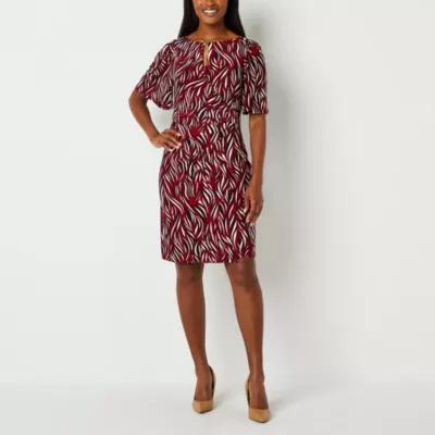 Black Label by Evan-Picone Womens Short Sleeve Waves Sheath Dress Product Image