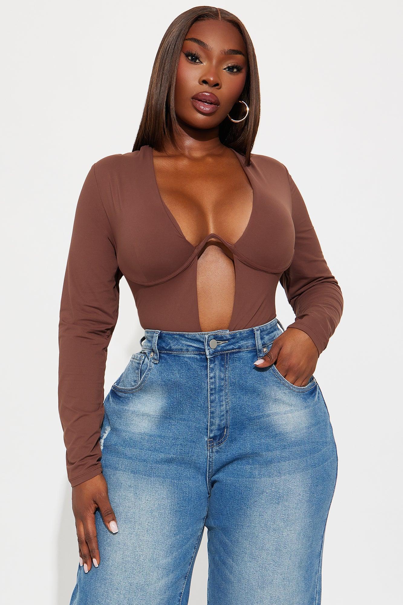 Eliza Long Sleeve Bodysuit - Chocolate Product Image