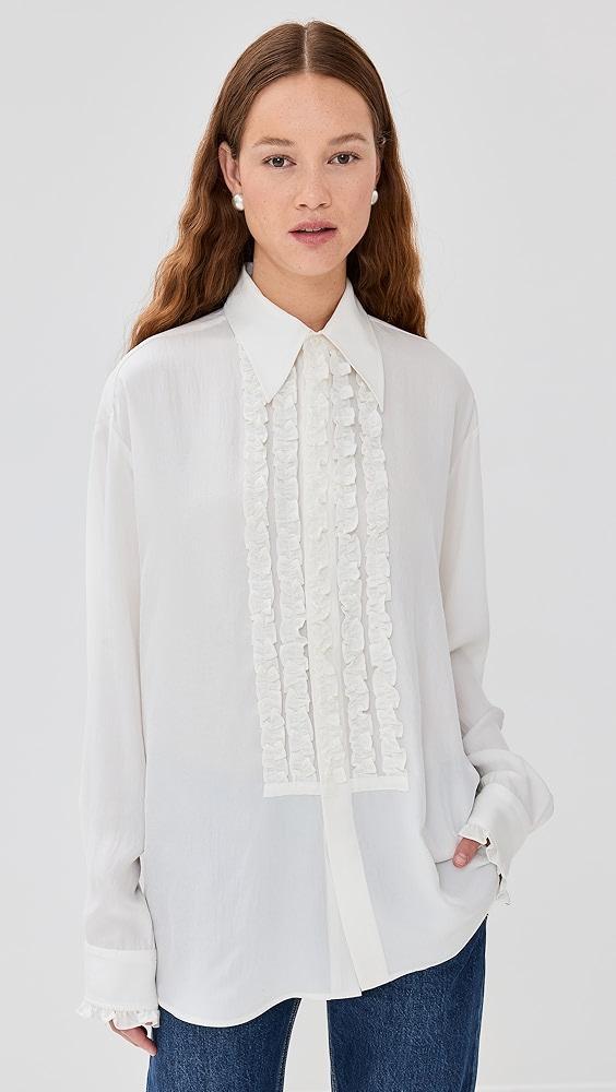 Tibi Winter Acetate Easy Tuxedo Shirt | Shopbop Product Image