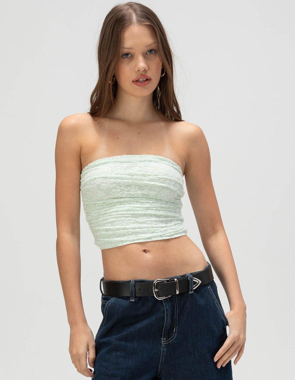 FULL TILT Texture Cinch Womens Tube Top - MINT Product Image