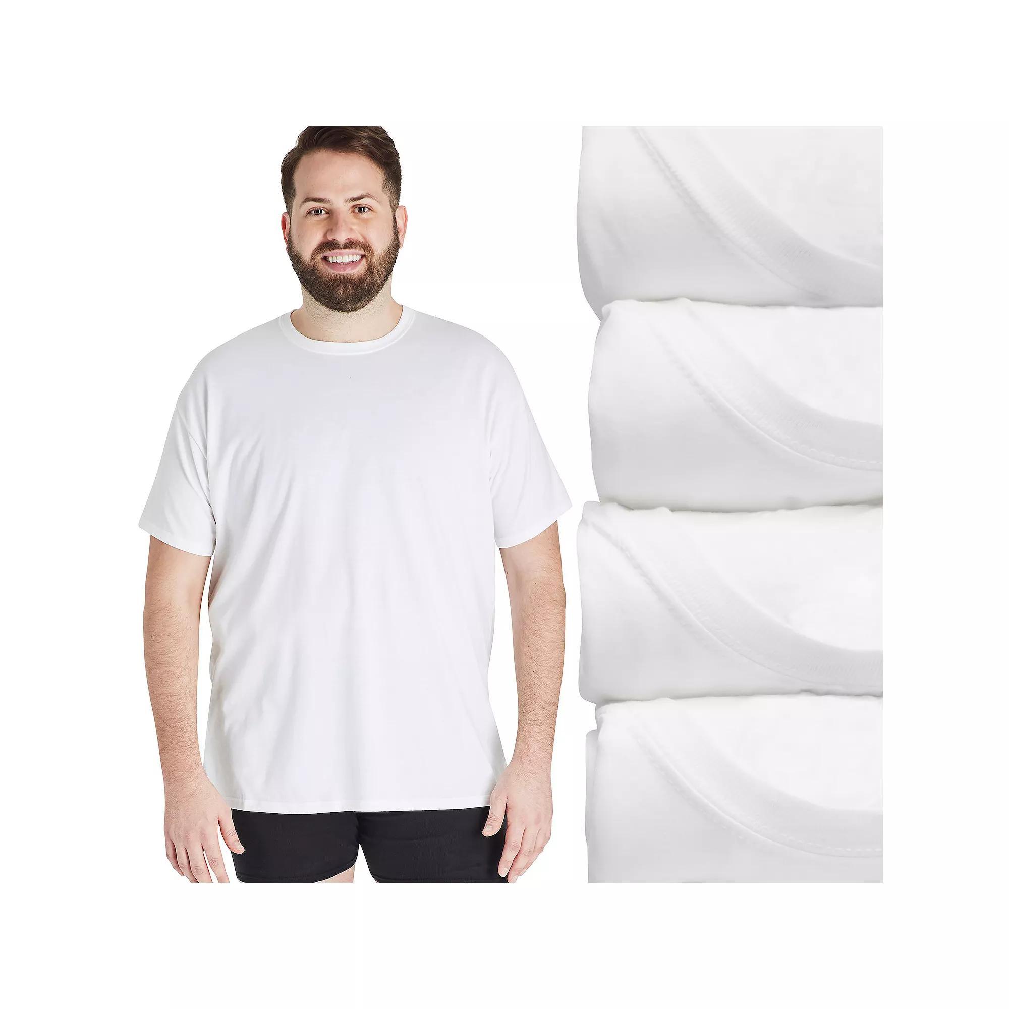 Big & Tall Hanes Ultimate 4-Pack Big Men's ComfortSoft White Crewneck Undershirt, Size: 2XB Product Image