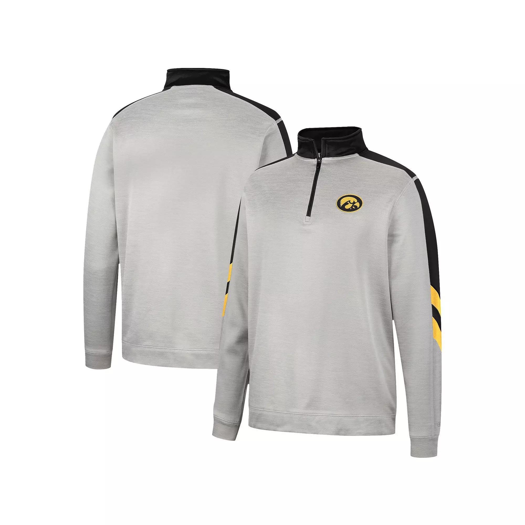 Men's Colosseum Gray/Black Iowa Hawkeyes Bushwood Fleece Quarter-Zip Jacket, Size: 2XL, Grey Product Image