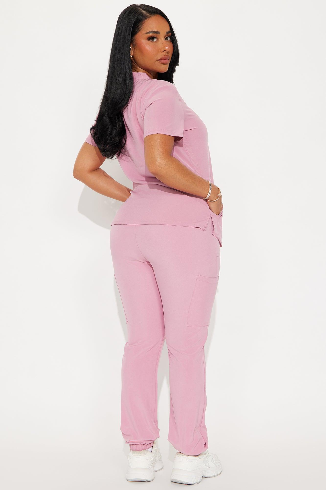 Take Care Stretch Scrub Uniform Jogger Set  - Mauve Product Image