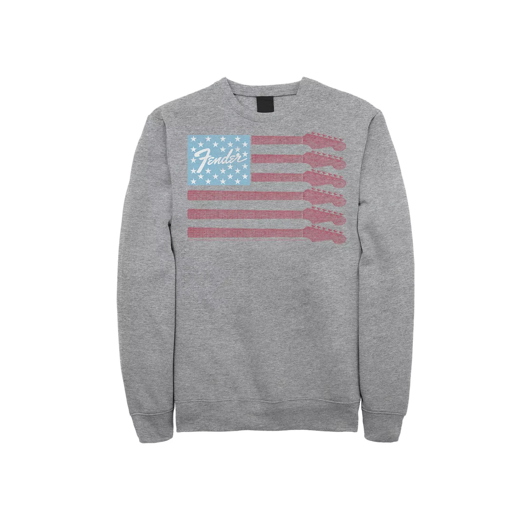 Men's Fender Guitar Flag Americana Rock Sweatshirt, Size: Small, Athletic Grey Product Image