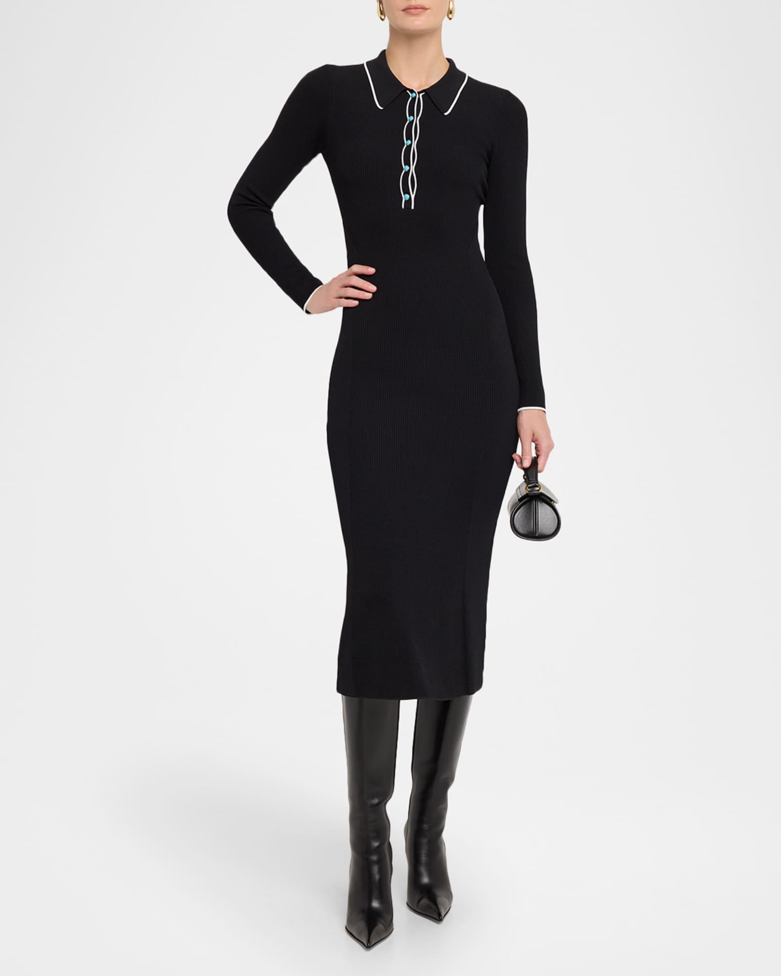 Yaretzi Ribbed Long-Sleeve Midi Dress Product Image