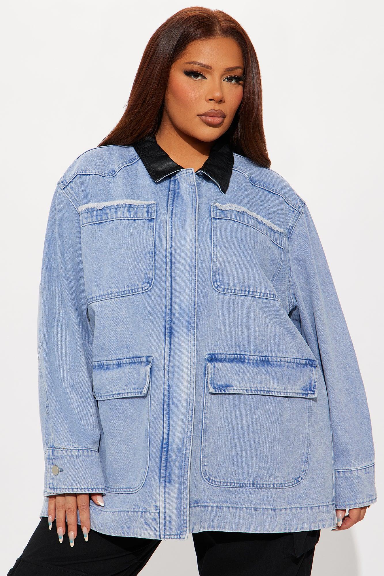Bare Minimum Oversized Denim Barn Jacket - Medium Wash Product Image