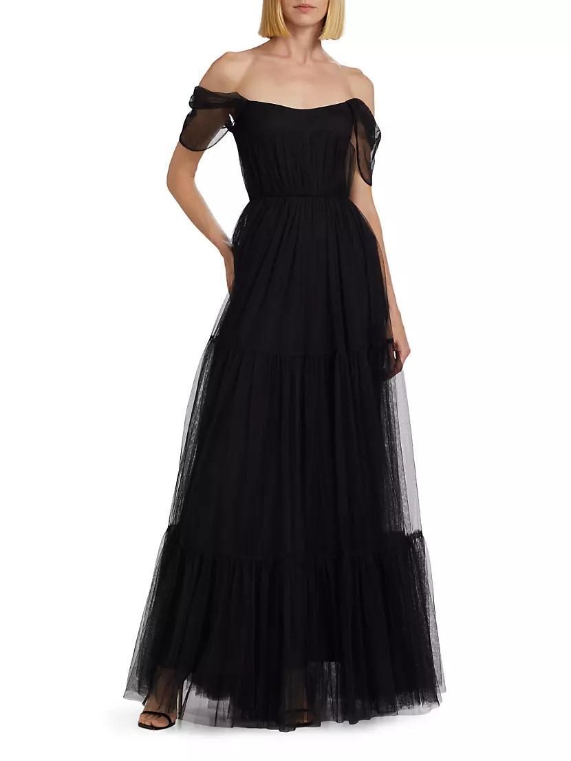 Ginny Tulle Off-the-Shoulder A-Line Gown Product Image