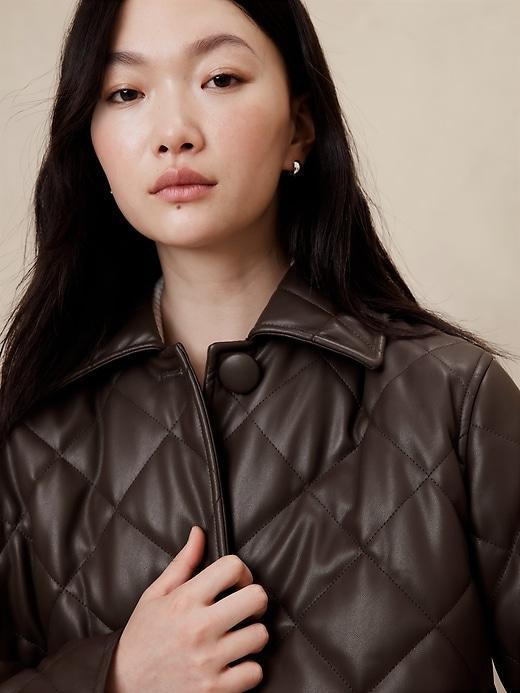 Vegan Leather Quilted Jacket Product Image