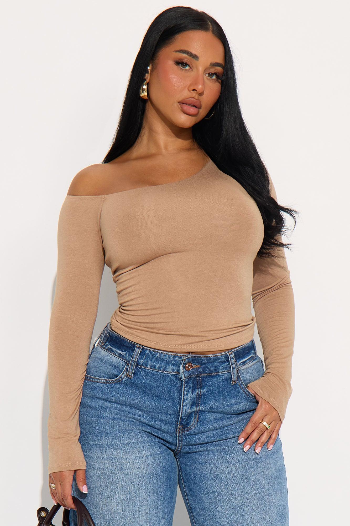 Hold Me Tighter Lace Up Top - Mocha Female Product Image