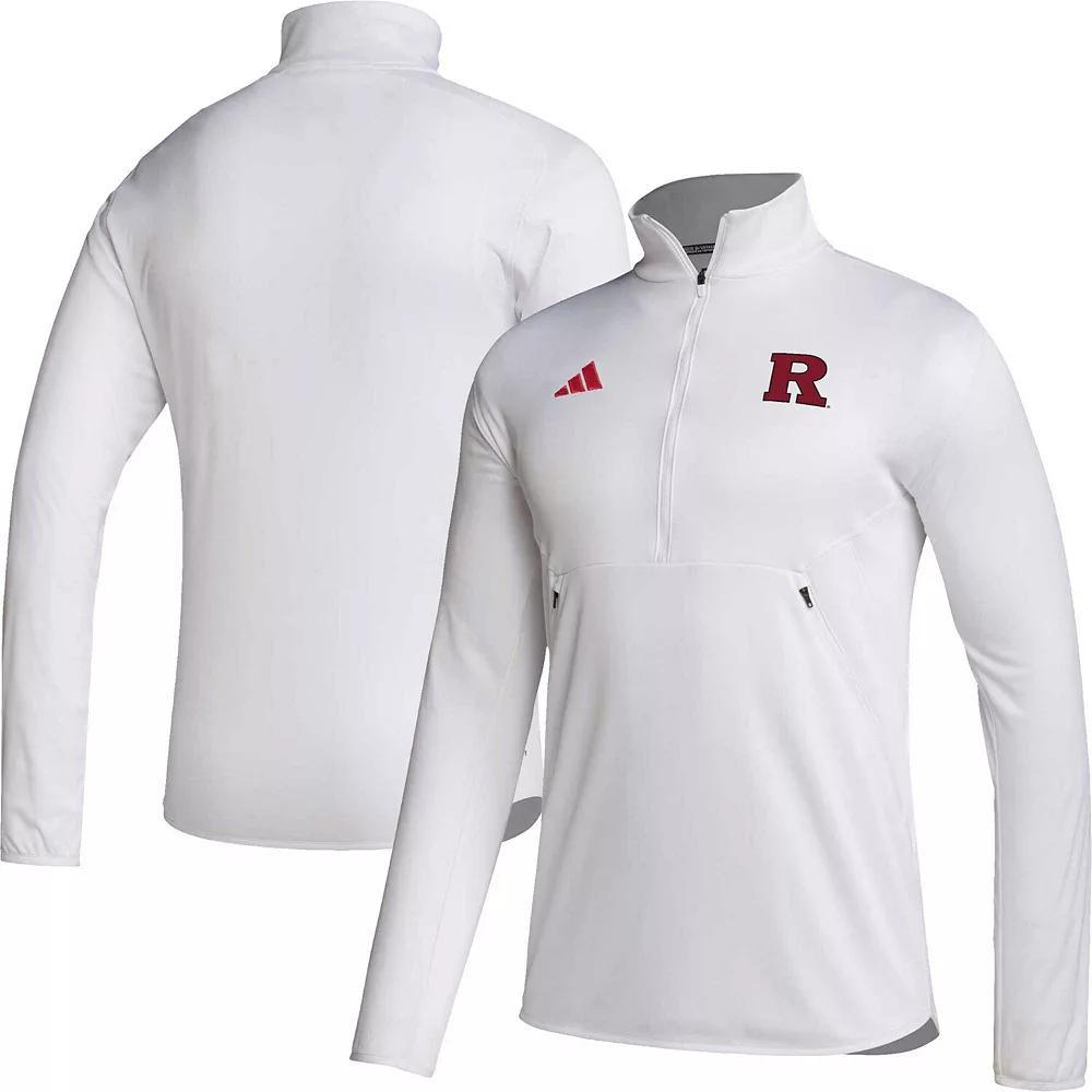 Men's adidas White Rutgers Scarlet Knights 2023 Sideline AEROREADY Half-Zip Top, Size: 2XL Product Image
