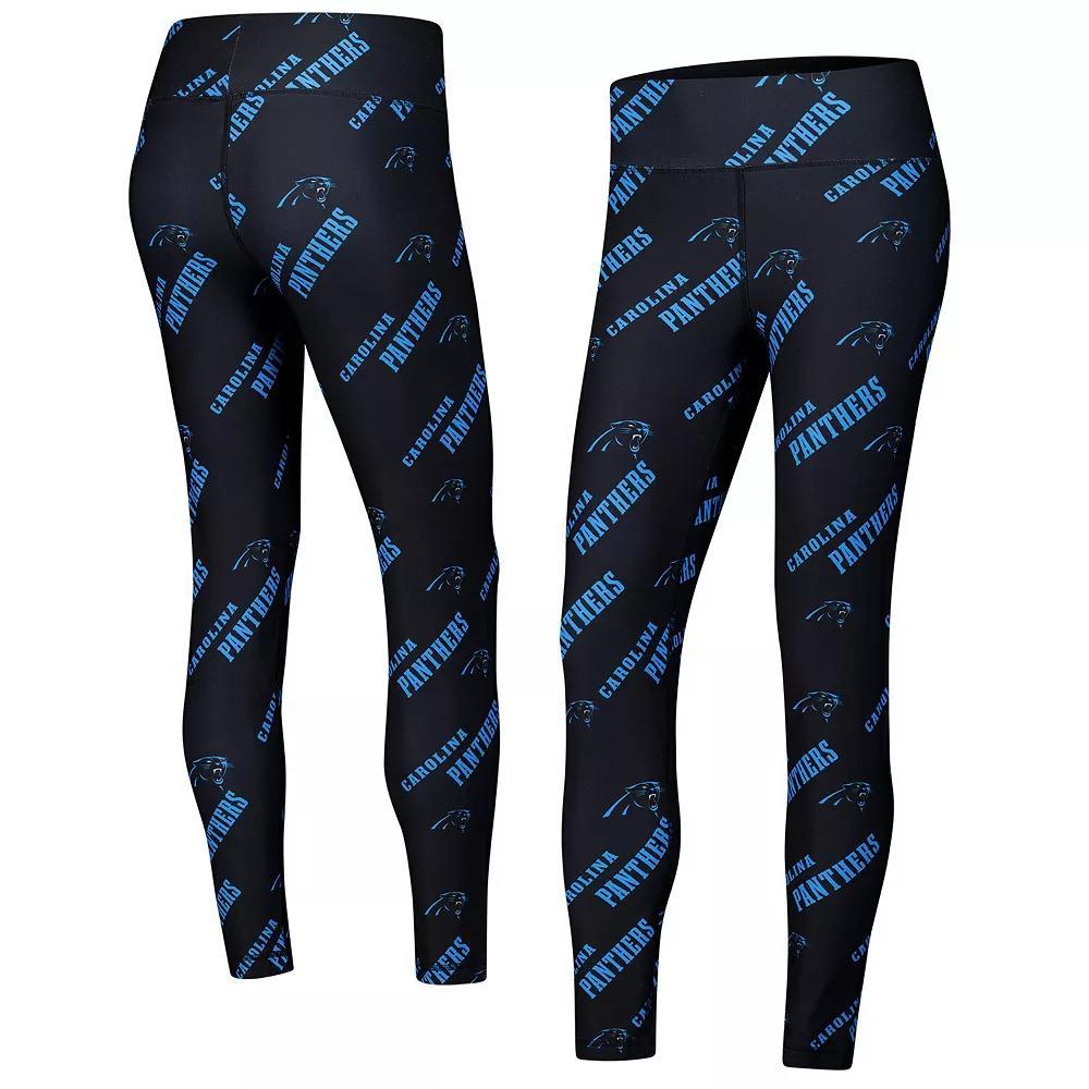 Women's Concepts Sport Black Carolina Panthers Breakthrough Allover Print Knit Leggings, Size: Large Product Image