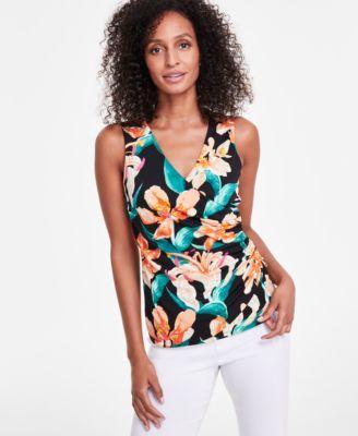 I.n.c. International Concepts Womens Side-Zip Surplice Top, Created for Macys Product Image